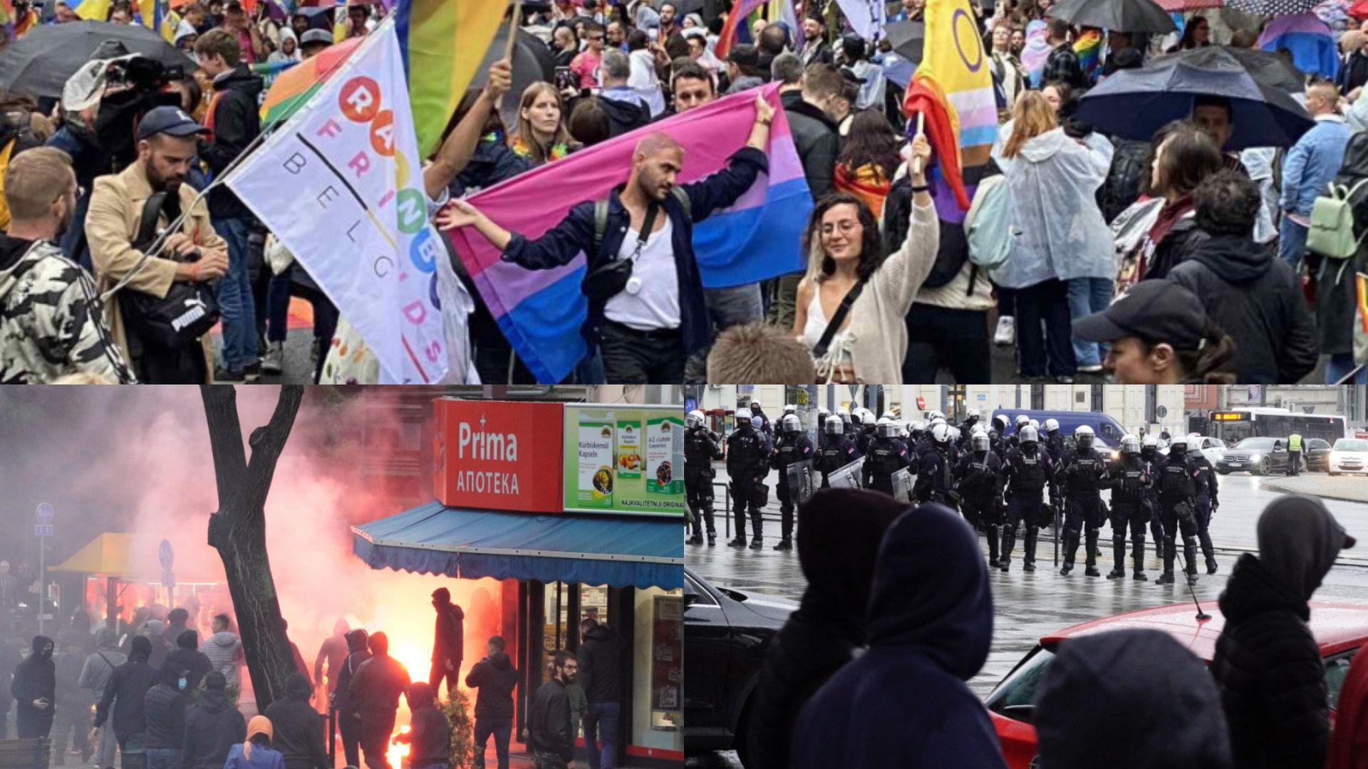 Ekstremistët përplasen dhunshëm me policinë, 60 të arrestuar gjatë Europride Serbi