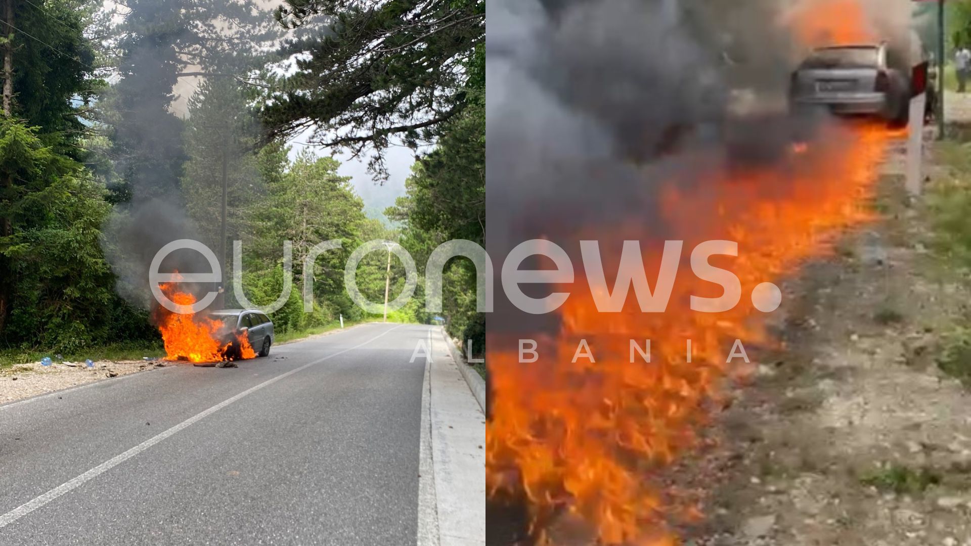 Shpërthen në flakë në ecje e sipër makina në Llogara