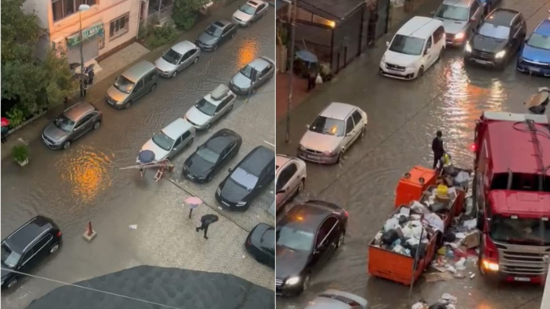 Reshje të dendura shiu në Tiranë, përmbyten rrugët te ish-parku