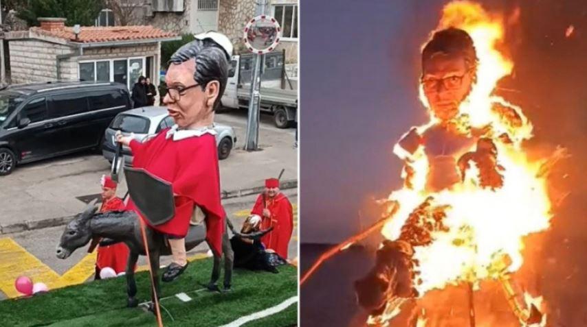 “Dordolecët” e Vuçiç dhe Putin digjen në karnavalet e Kroacisë
