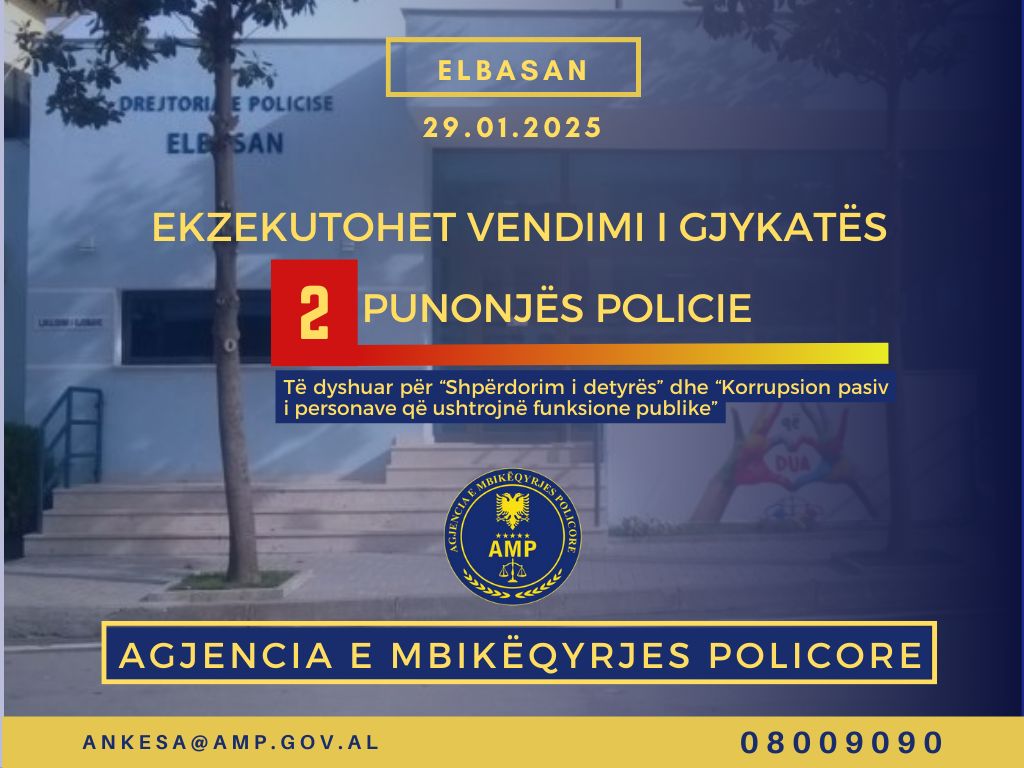 Të përfshirë në korrupsion, AMP arreston dy inspektorët e policisë në Elbasan