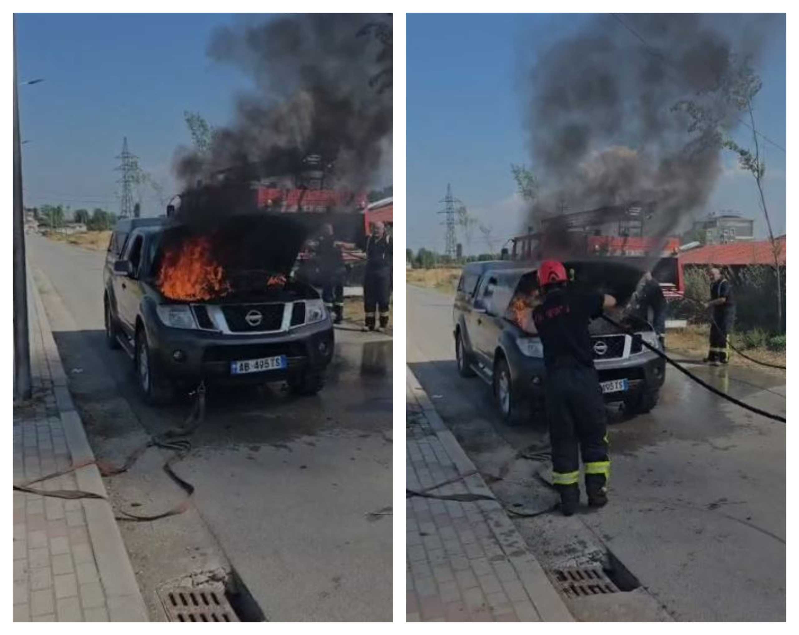 Automjeti përfshihet nga flakët në Korçë, dyshohet defekt elektrik
