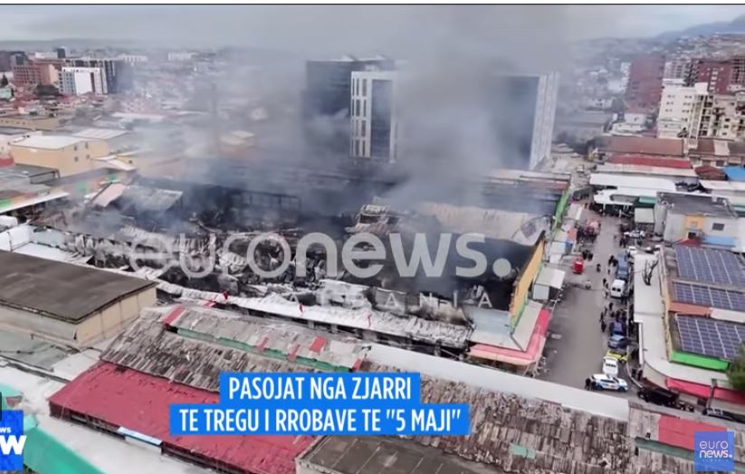 Zjarri që përfshiu tregun te “5 Maji”, policia: Dyshohet pasojë e një shkëndije elektrike