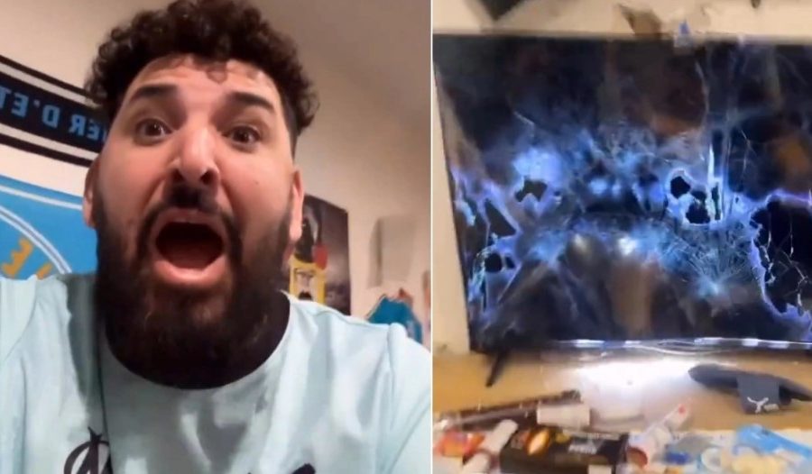 VIDEO/ Tifozi i Marsejës thyen televizorin pas golit vendimtar të Benficës, reagimi i tij bëhet viral