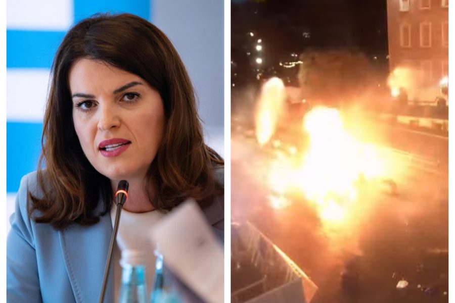 Molotovë në protestën e opozitës, reagon Ministja e Brendshme Albana Koçiu