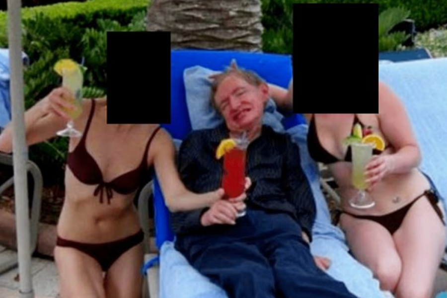 FOTO/ Shkencëtari Stephen Hawking mes dy vajzave të reja me bikini në dokumentet e Epstein