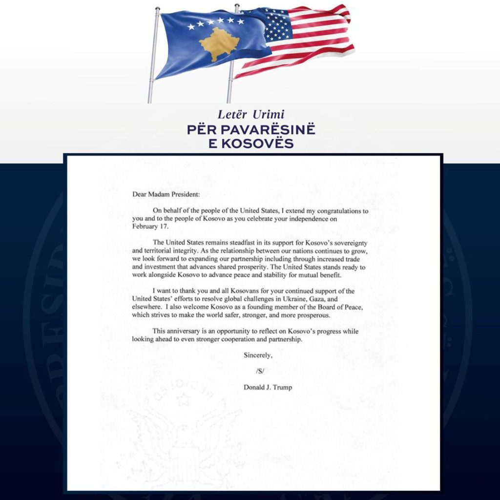 Presidenti Trump uron Osmanin  Mbështesim fuqishëm sovranitetin dhe integritetin territorial të Kosovës