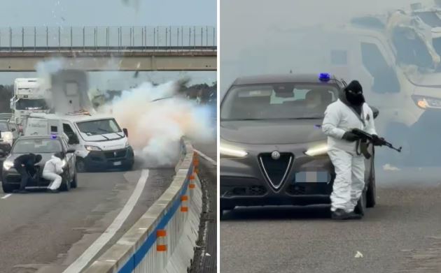 Skenë filmi në Brindisi-Leçe, komandot e armatosur sulmojnë furgonin e blinduar, zjarr me policinë (VIDEO)