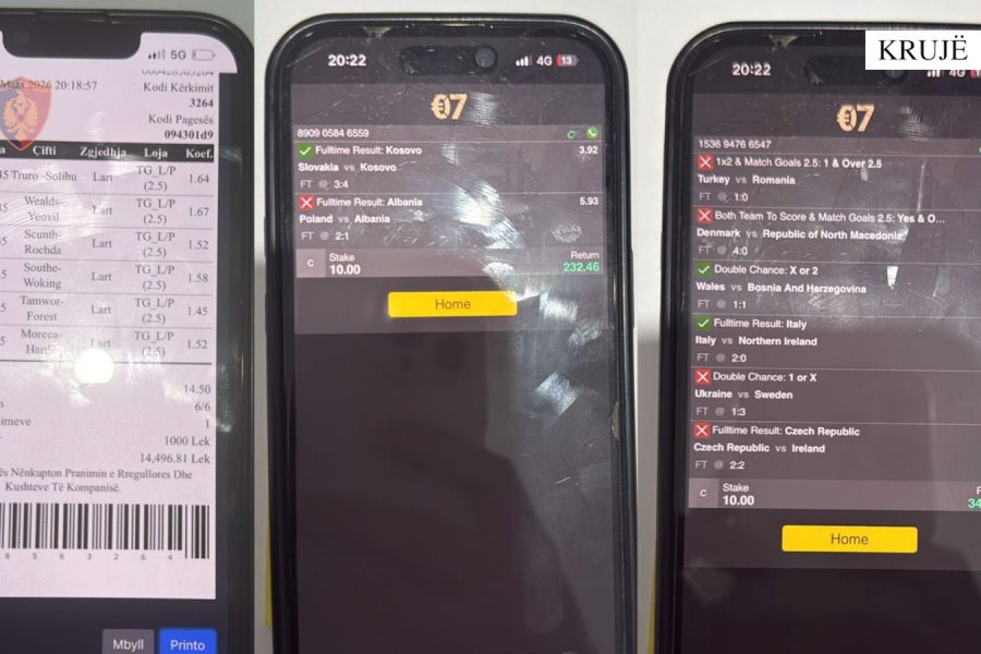 “Game Over 3”, Policia e Krujës arreston dy persona për baste ilegale nga telefoni