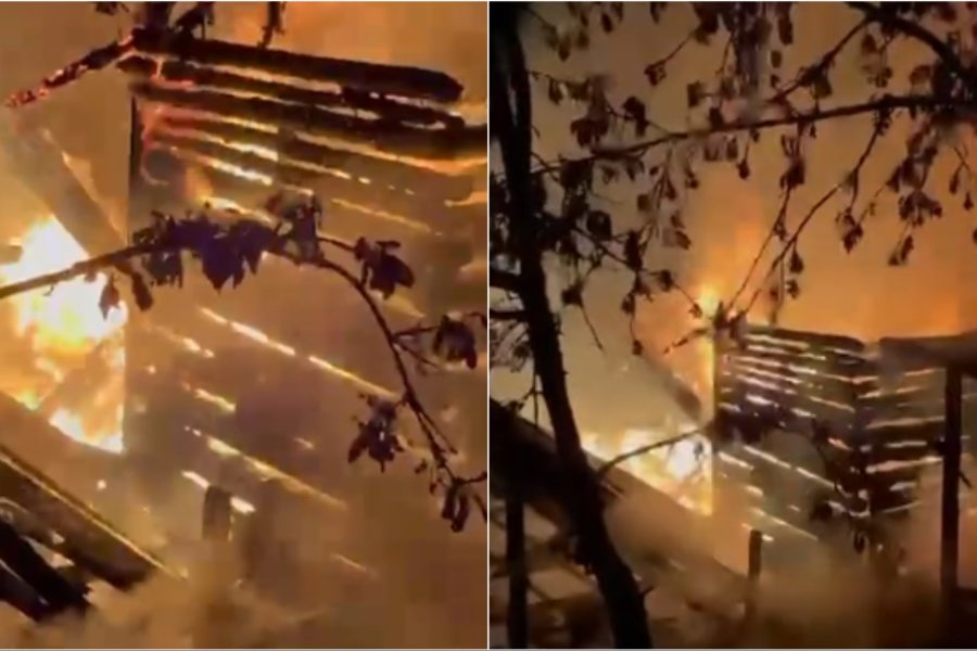 VIDEO/ Zjarr në Dorëz të Librazhdit, shkrumbohet një bujtinë