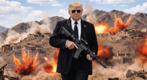 Në një foto me mitraloz dhe bomba, Trump mesazh Iranit: Regjimi duhet të marrë masa, nuk ka më djalë të mirë