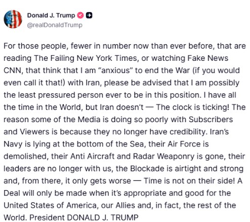  Ora po ecën për Iranin   Trump  Kam gjithë kohën e botës për të arritur një marrëveshje