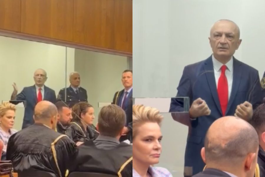 Dalin pamjet nga gjyqi, Ilir Meta brenda në kafazin e xhamit