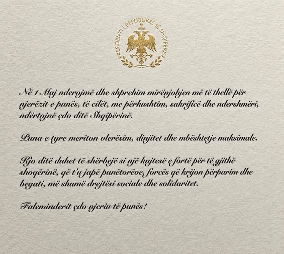 1 Maji  Dita Ndërkombëtare e Punëtorëve  Begaj  Mirënjohje për njerëzit e punës dhe sakrificës