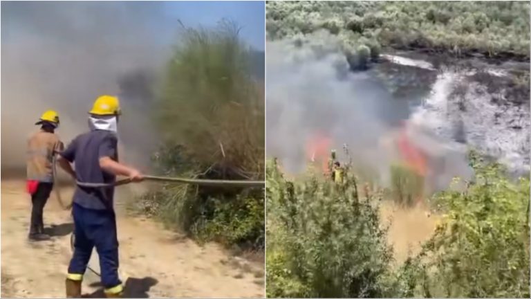 Zjarr i madh në kodrat e Shtërmenit, në terren dhjetëra zjarrfikës