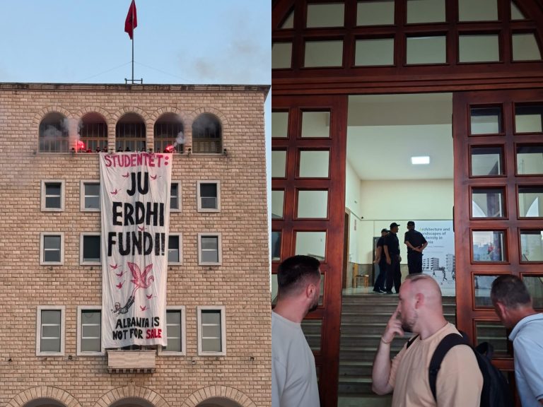 Heqja e banderolës, një grup protestuesish futen në ambientet e Politeknikut