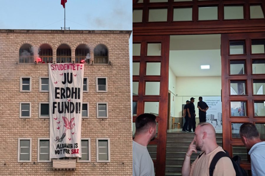 Heqja e banderolës, një grup protestuesish futen në ambientet e Politeknikut