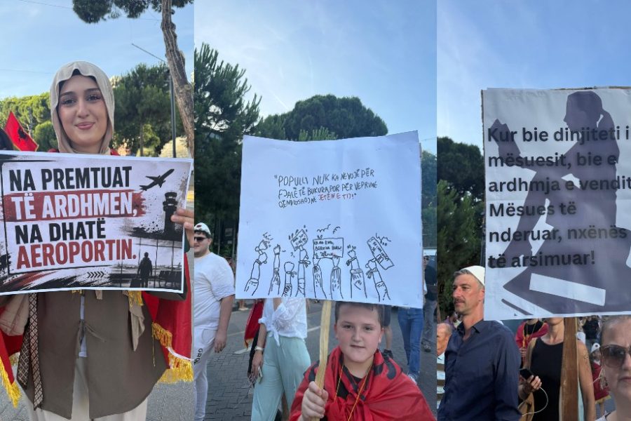 “Ngrihuni o të munduar”, pankarta nga protesta para Kryeministrisë (FOTO)