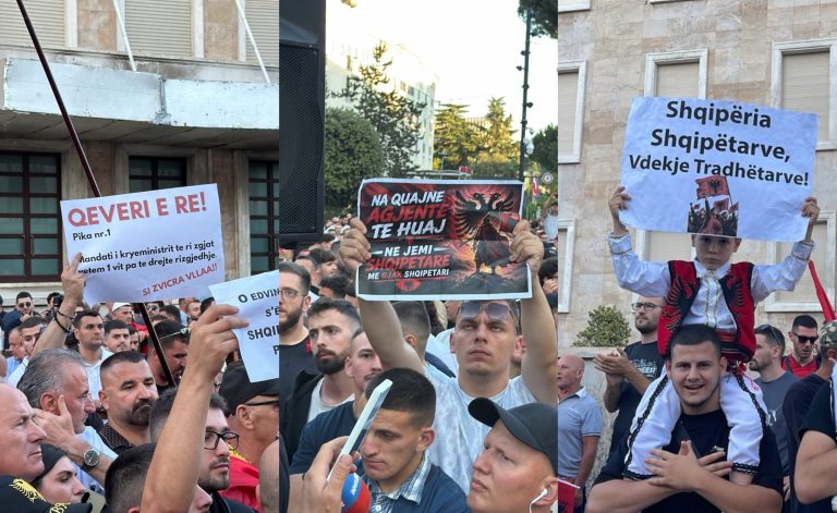 “Shqipëria e shqiptarëve”, pankartat e qytetarëve në protestë (FOTO)