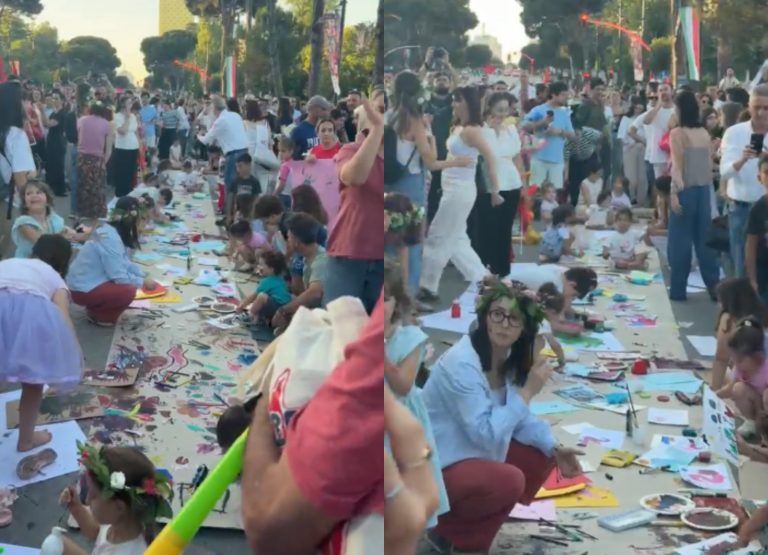 Këndi i veçantë në bulevard, fëmijët pikturojnë teksa prindërit protestojnë (VIDEO)