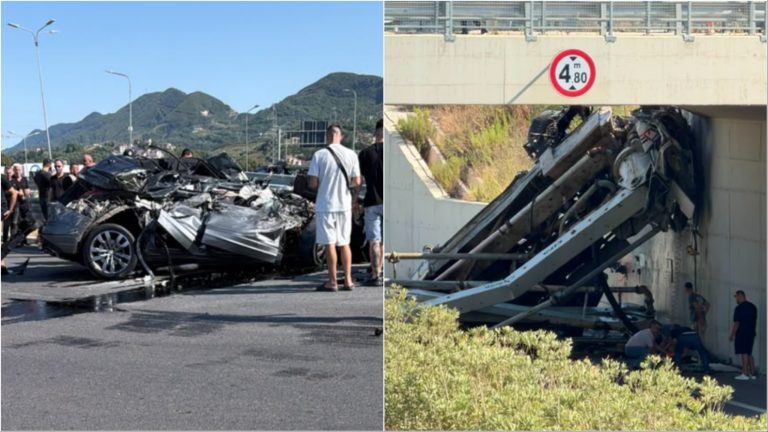 Detaje nga aksidenti te Unaza e Madhe, dyshohet për një viktimë, mjeti i tonazhit të rëndë ra nga ura pas përplasjes me fuoristradën