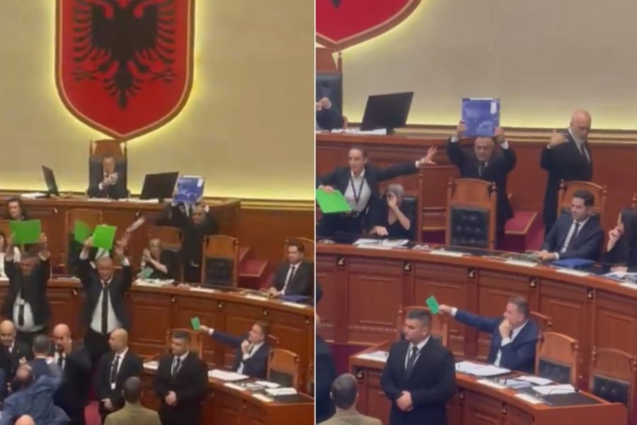 Kryeministri Rama largohet nga Kuvendi, opozita hedh shishe dhe karton drejt tij (VIDEO)
