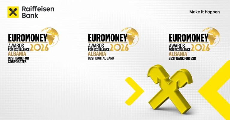 Raiffeisen Bank Shqipëri vlerësohet me tre çmime nga Euromoney Awards for Excellence 2026