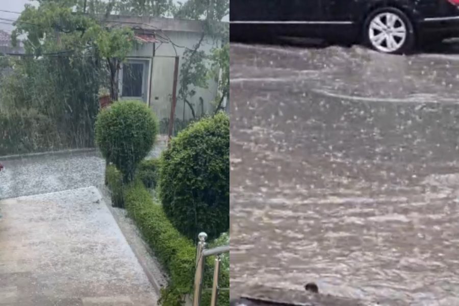 Stuhi e fortë shiu dhe breshëri përfshin qytetin e Elbasanit (VIDEO)